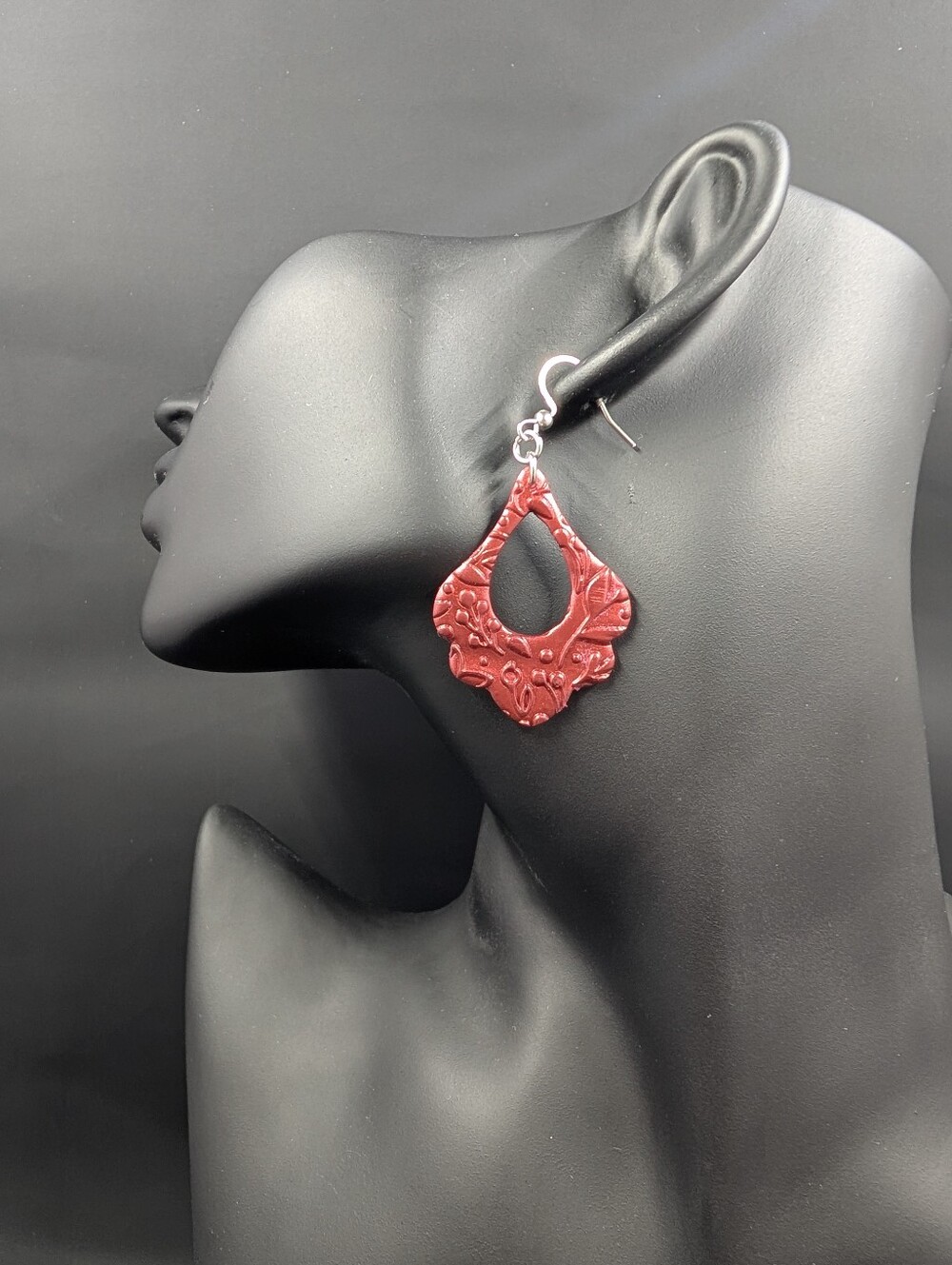 Handcrafted Red Floral Drop Earrings